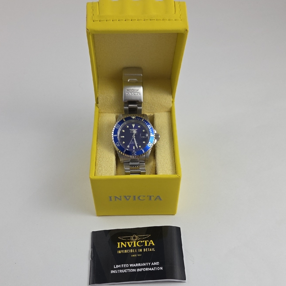 Invicta Silver Watch with Blue Dial